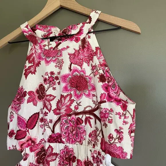 CARA CARA Savannah Cutout Floral-print Linen Mini Dress In Pink Size Medium - Picture 8 of 16